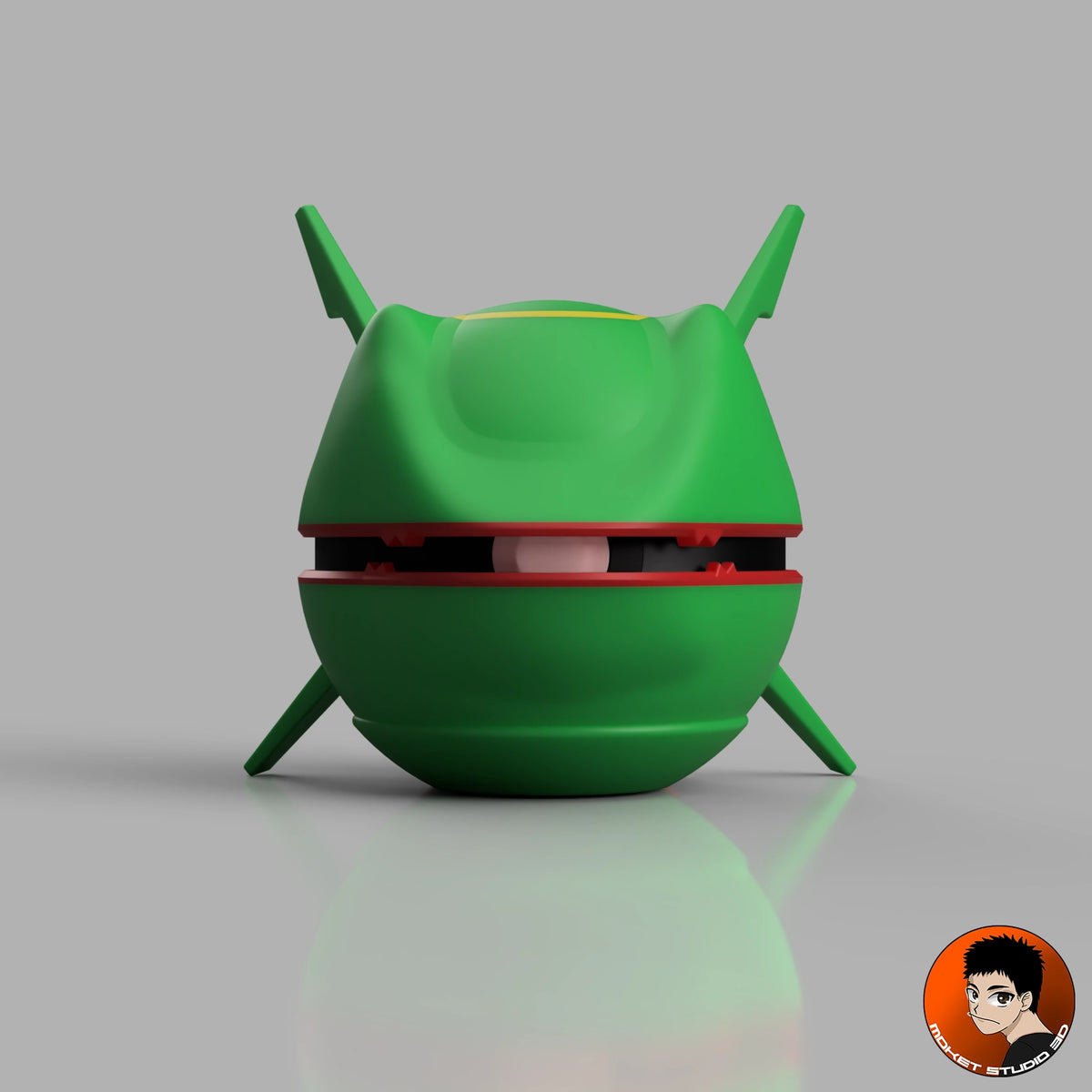 Ball Rayquaza #0384 - objet décoratif collector Pokémon imprimé en 3D, vue de face