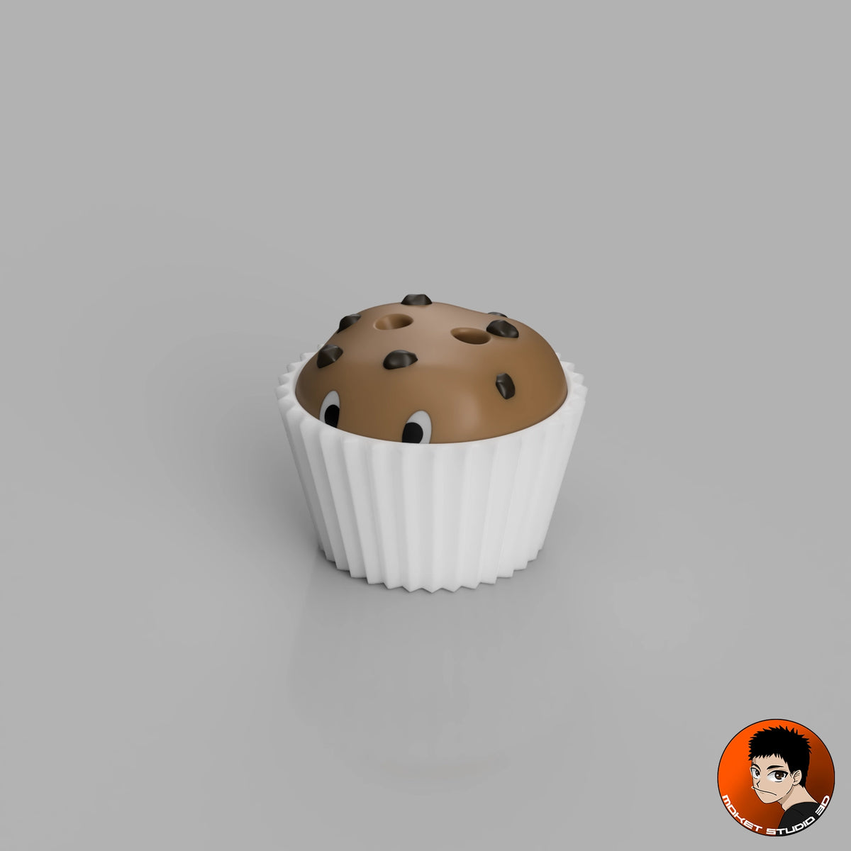 MS3D Kawaii Schlüsselanhänger – Frecher Schokoladen-Cupcake