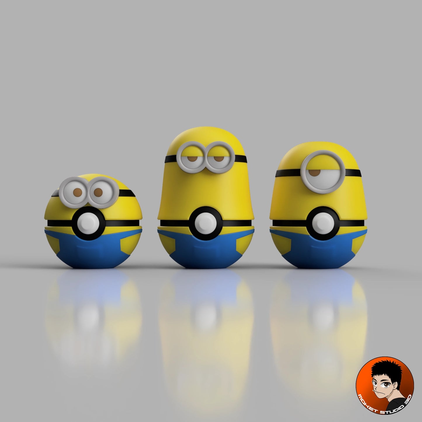 MS3D Ball Trio Minions avec support de présentation – Bob, Stuart & Kevin réunis ! 💛👓🍌
