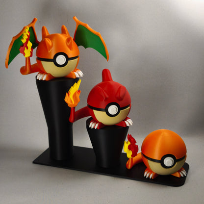 Pack de 3 pokeballs #0004 #0005 #0006 avec support d'exposition - Attrapez-les Tous avec Style !