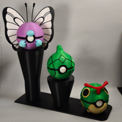 Pack de 3 pokeballs #0010 #0011 #0012 avec support d'exposition - Attrapez-les Tous avec Style !