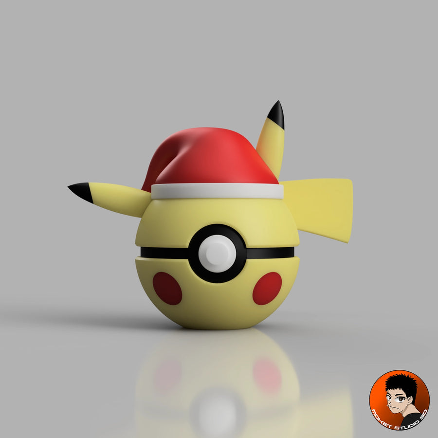 #0025 Pikachu Version Noël - Objet déco collector Pokémon fait main en impression 3D