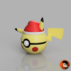 #0025 Pikachu Version Noël - Objet déco collector Pokémon fait main en impression 3D
