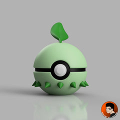 Pack de 3 Balls #0152 #0155 #0158 Starter gen 2 avec support d'exposition - Objet déco collector Pokémon fait main en impression 3D