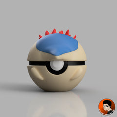 Pack de 3 Balls #0152 #0155 #0158 Starter gen 2 avec support d'exposition - Objet déco collector Pokémon fait main en impression 3D