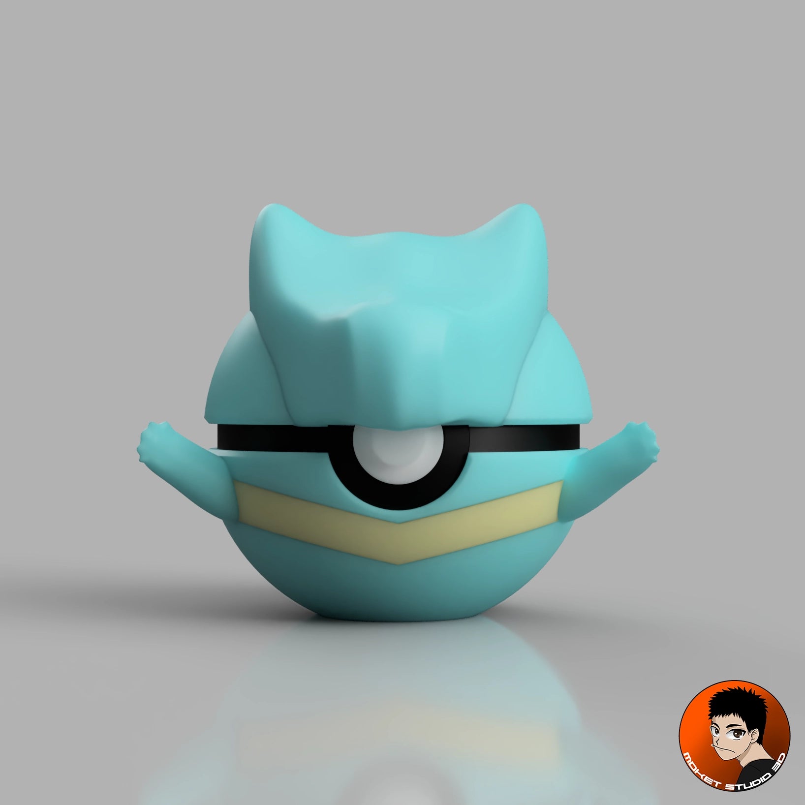 Pack de 3 Balls #0152 #0155 #0158 Starter gen 2 avec support d'exposition - Objet déco collector Pokémon fait main en impression 3D