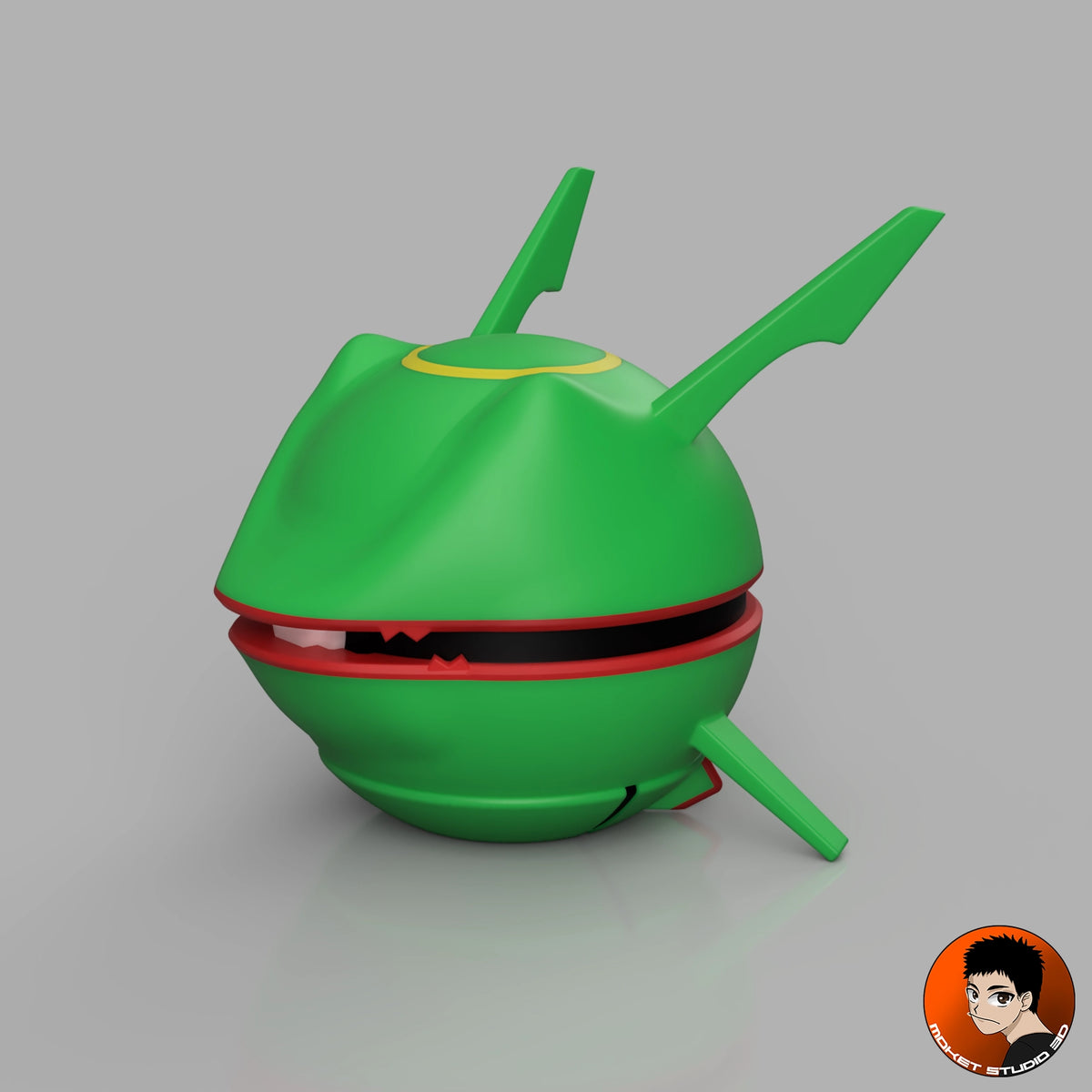 Ball Rayquaza #0384 - objet décoratif collector Pokémon imprimé en 3D, vue de trois quarts