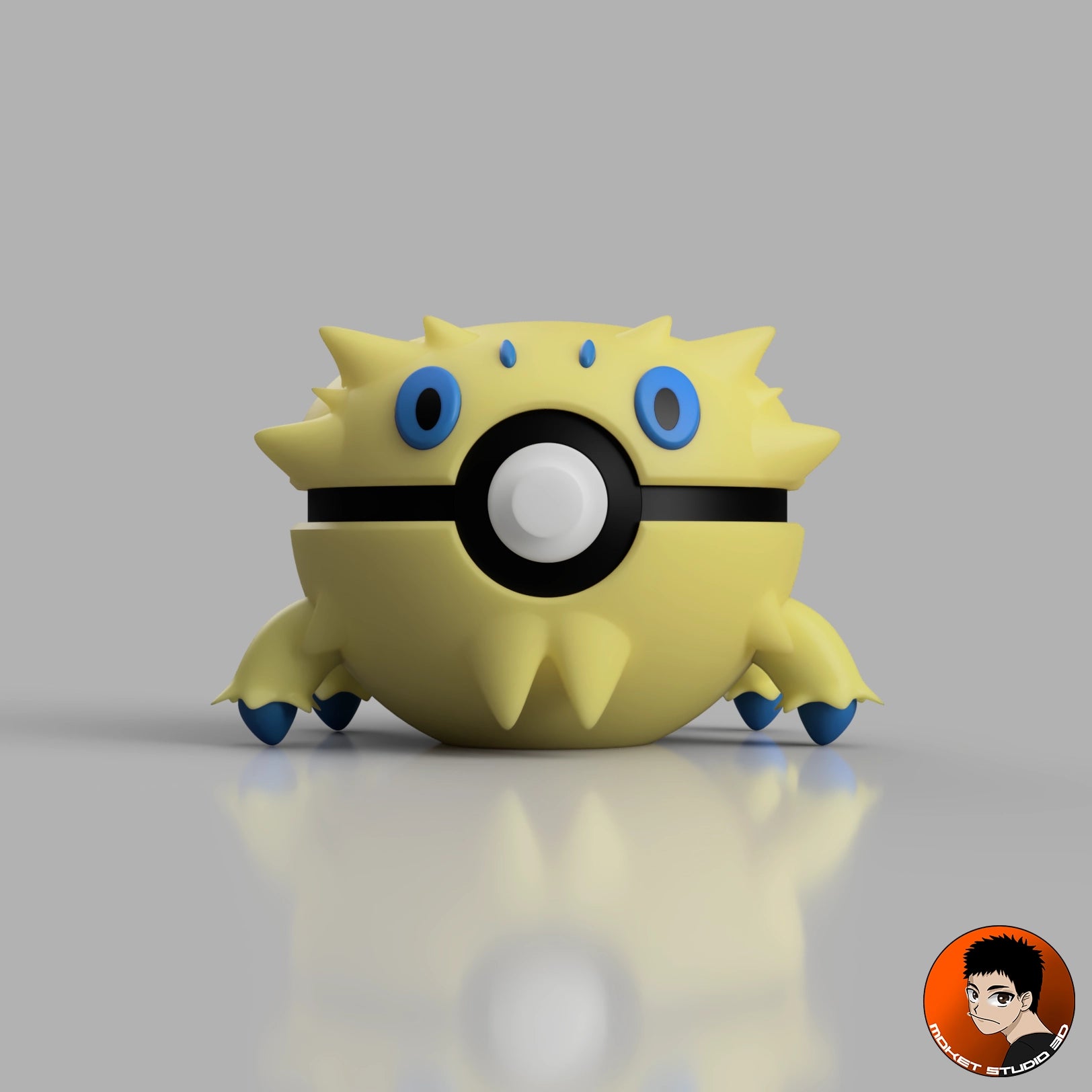 Ball Statitik #0595 - objet décoratif collector Pokémon imprimé en 3D, vue de face