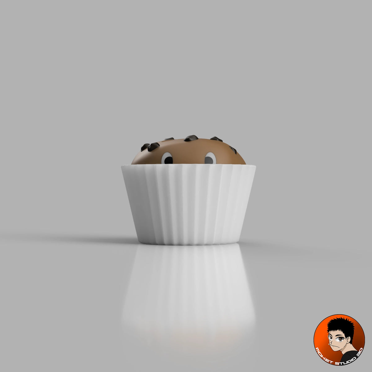 MS3D Kawaii Schlüsselanhänger – Frecher Schokoladen-Cupcake