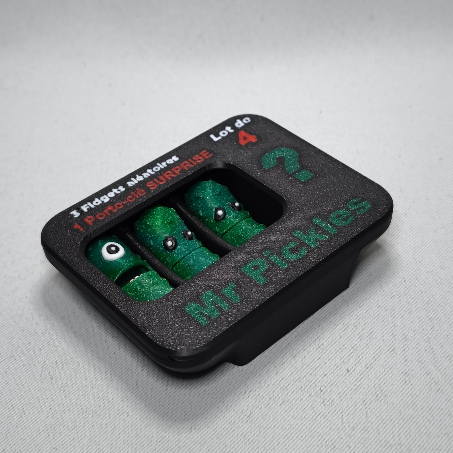 Pack de 4 Porte-clés Fidget Cornichons "Mr. Pickles" en PLA - Plus de Fun à Partager !