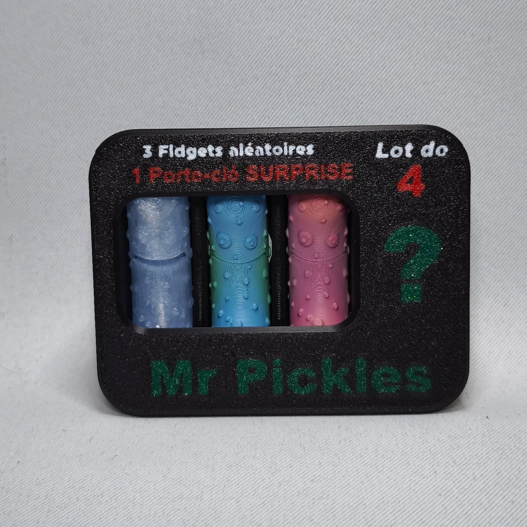 Pack de 4 Porte-clés Fidget Cornichons "Mr. Pickles" en PLA - Plus de Fun à Partager !