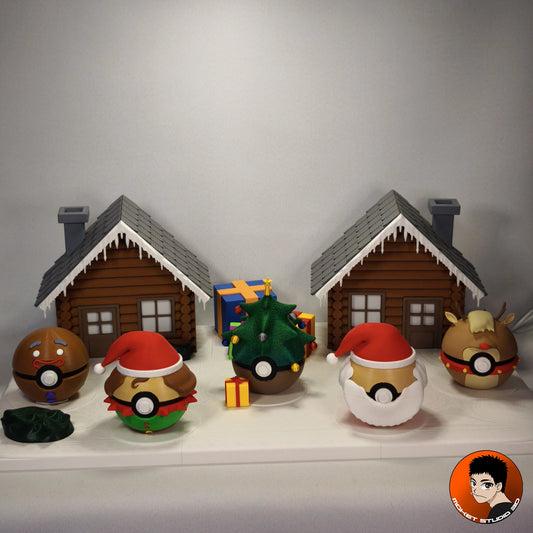 Diorama de Noël – Support lumineux pour 5 Balls festives en PLA