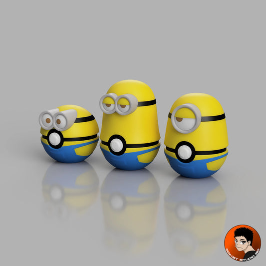 MS3D Ball Trio Minions avec support de présentation – Bob, Stuart & Kevin réunis ! 💛👓🍌