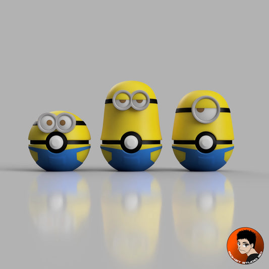 MS3D Ball Trio Minions avec support de présentation – Bob, Stuart & Kevin réunis ! 💛👓🍌