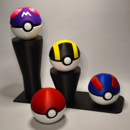 Pack de 4 pokeball pour dresseur avec support d'exposition - Attrapez-les Tous avec Style !