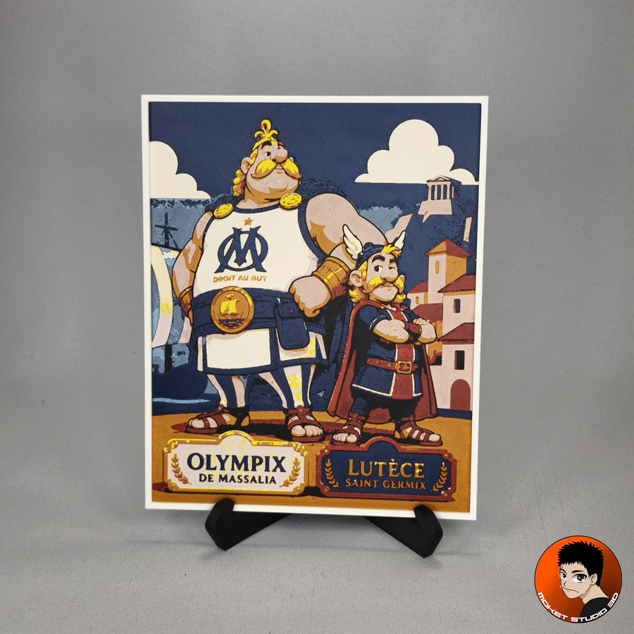Tableau MS3D Astérix et Obélix Foot Gaulois avec support de présentation